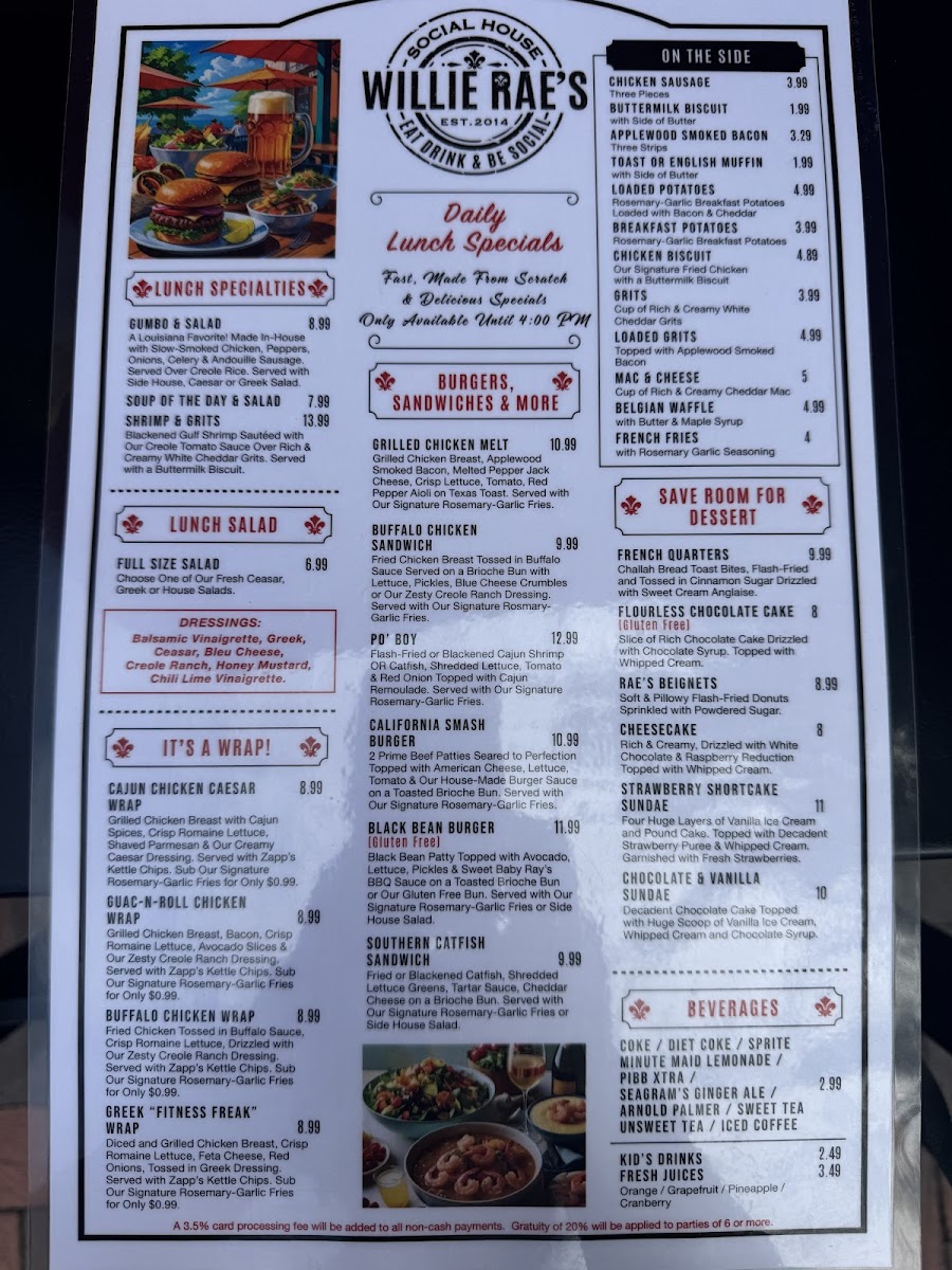 Menu Willie Rae's Social House-2