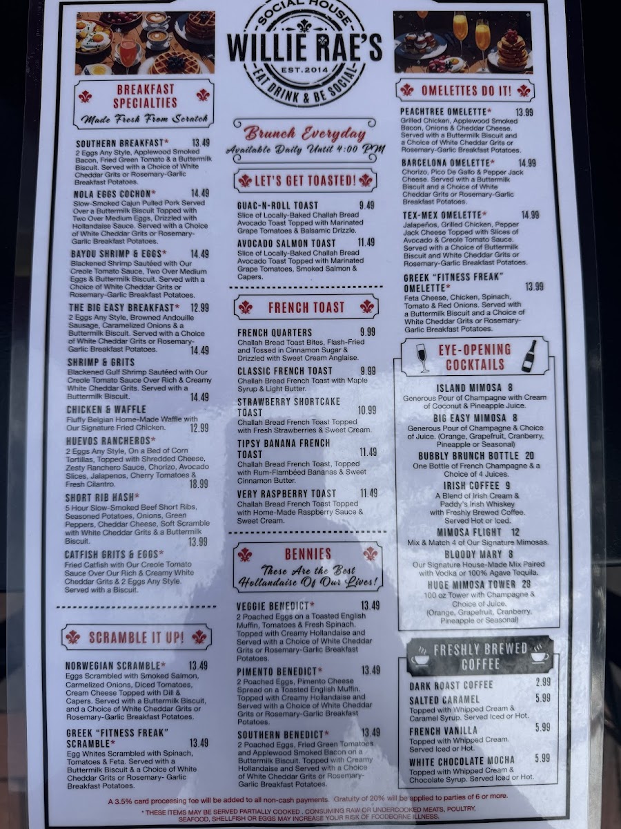 Menu Willie Rae's Social House-5