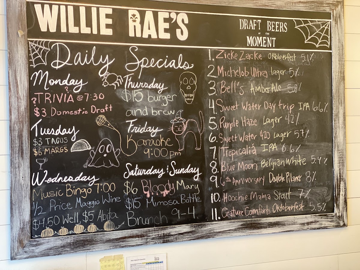 Menu Willie Rae's Social House-6