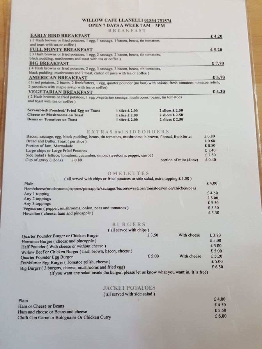 Menu Willow Cafe-2