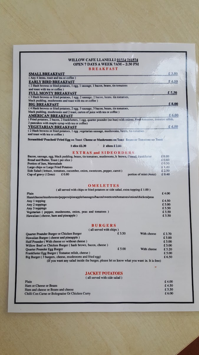 Menu Willow Cafe-4