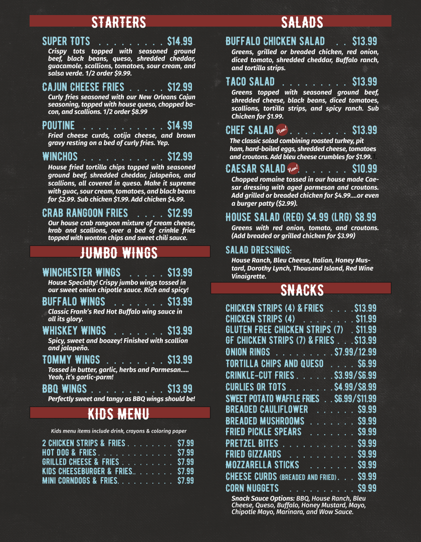 Menu Winchester Bar & Grill-1