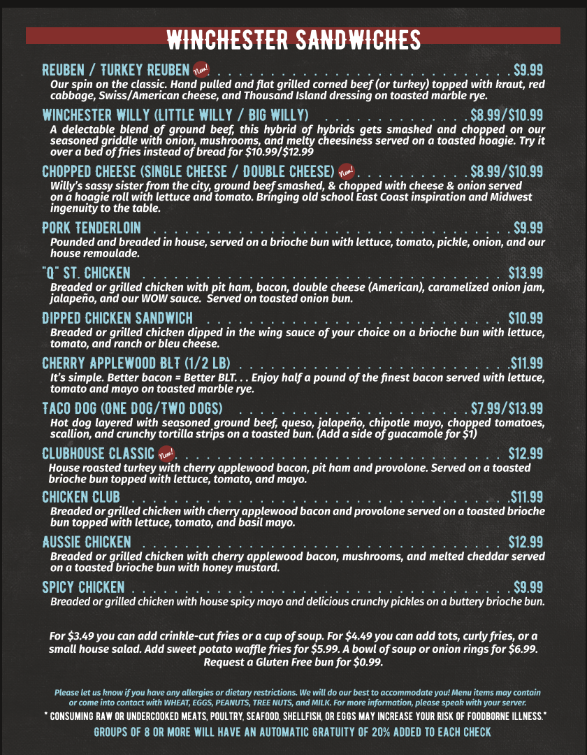 Menu Winchester Bar & Grill-3