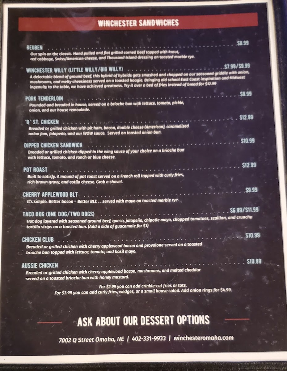 Menu Winchester Bar & Grill-8