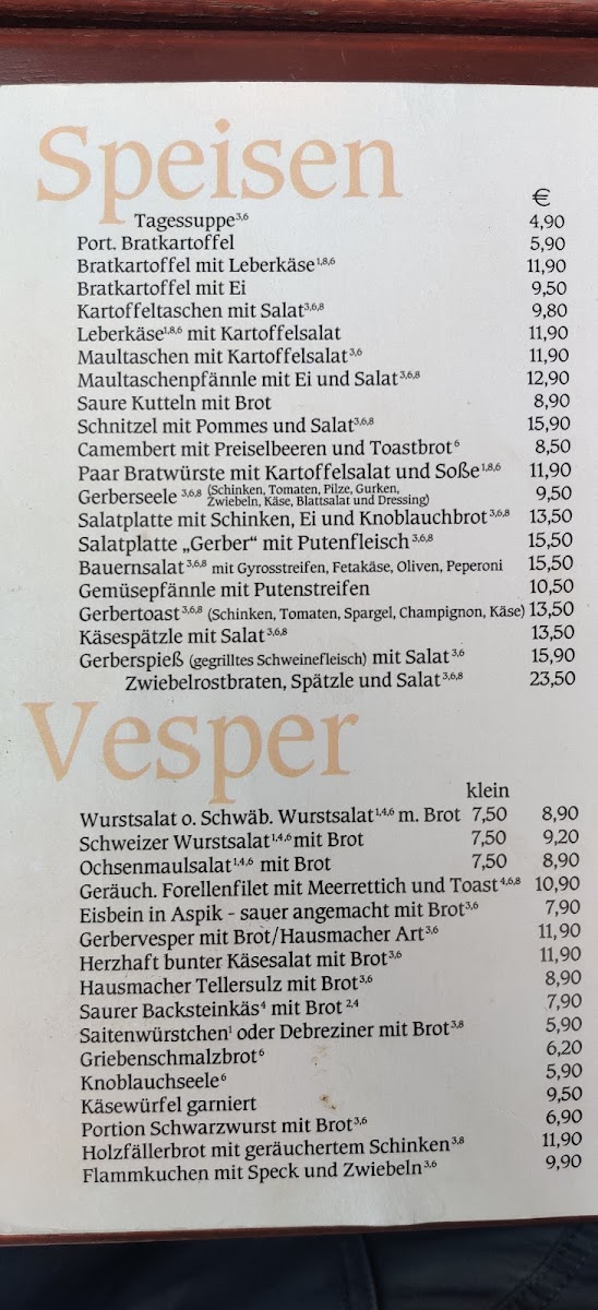 Menu Wirtshaus Zum Gerber-7