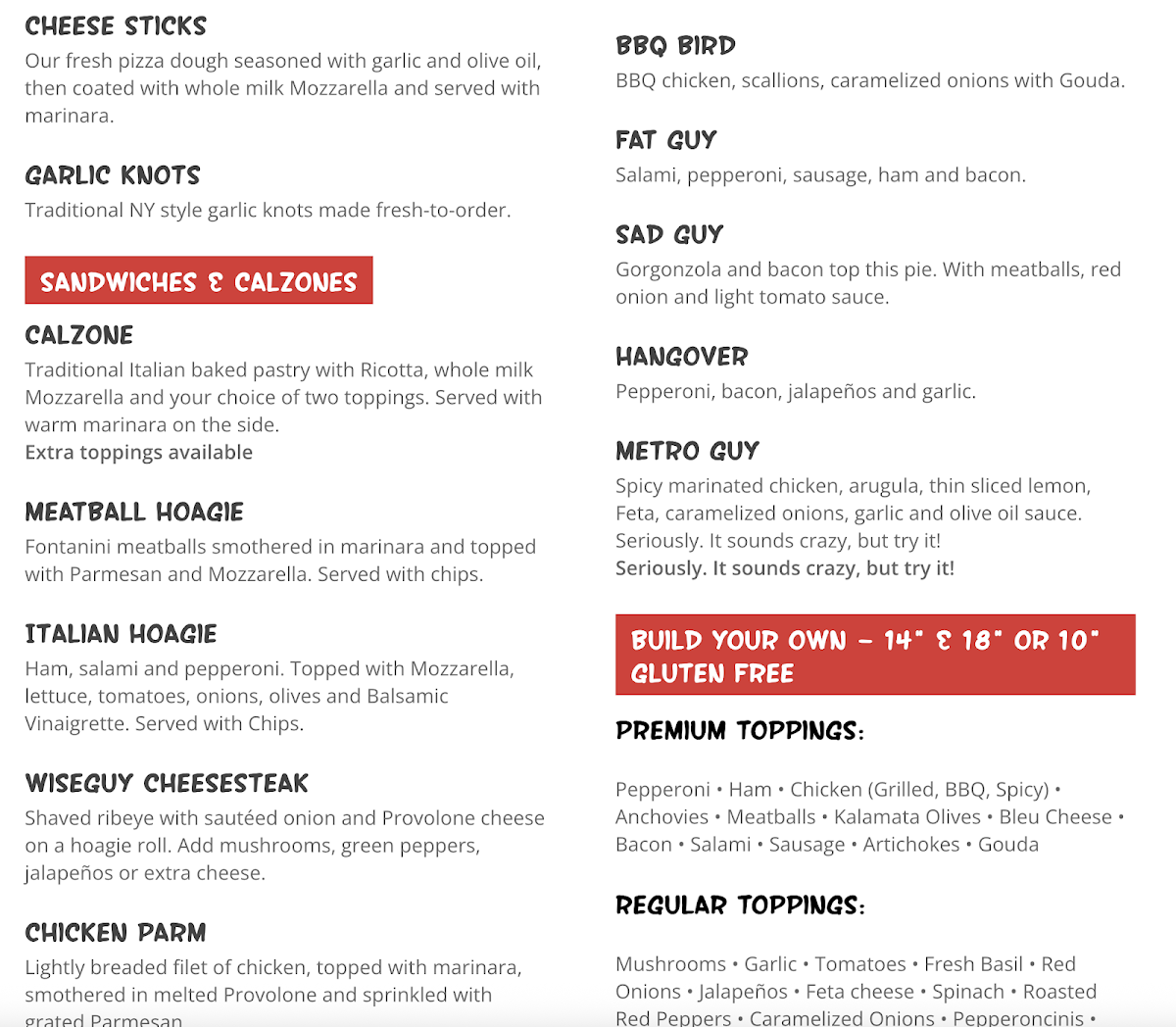 Menu Wiseguy Pizza Pie-3
