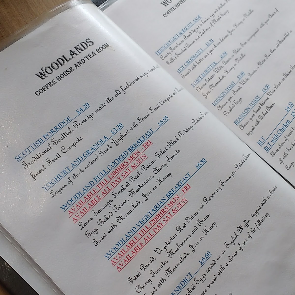 Menu Woodlands Coffee House & Tea Room-1