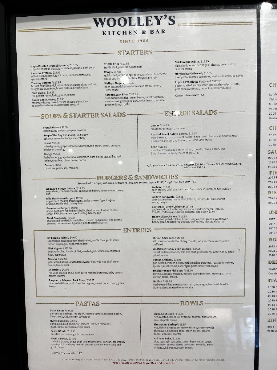 Menu Woolley's Kitchen & Bar-2