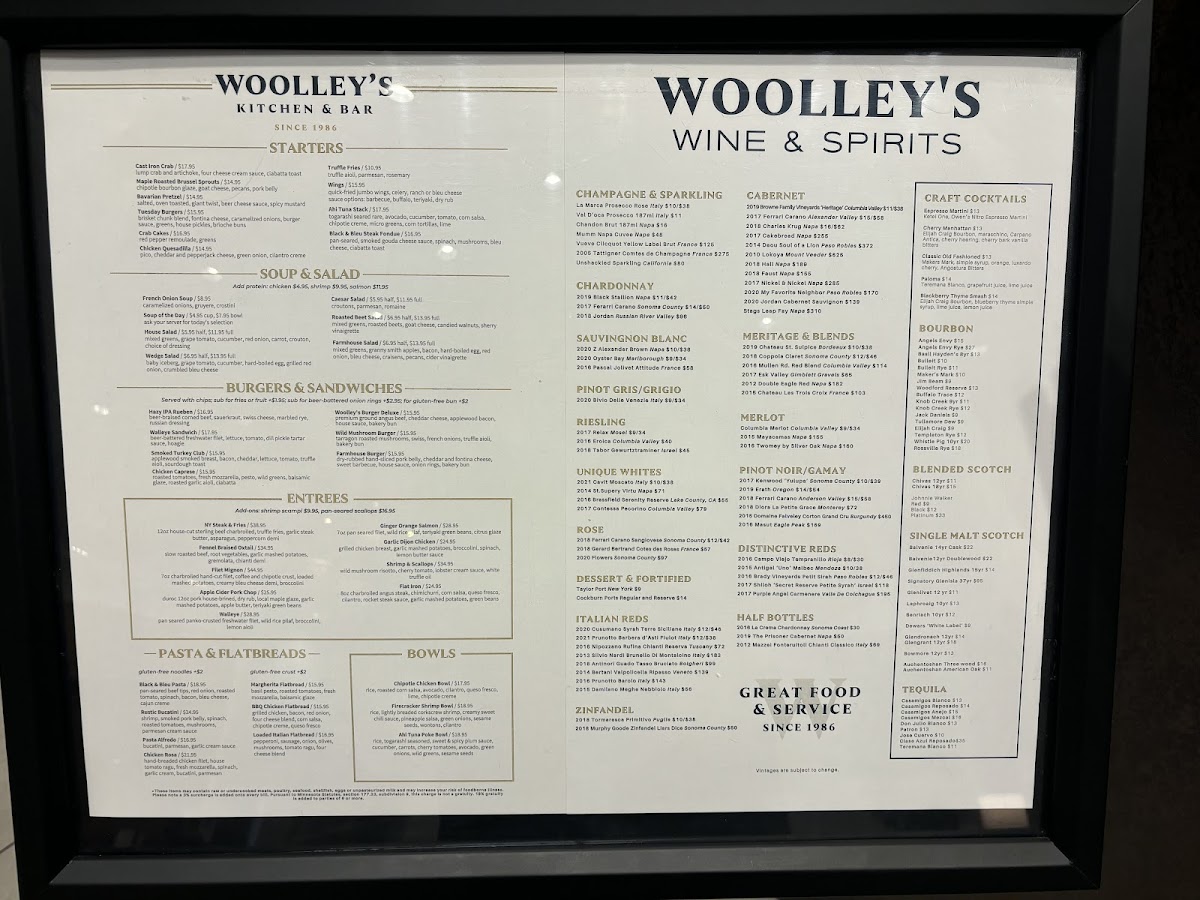 Menu Woolley's Kitchen & Bar-3