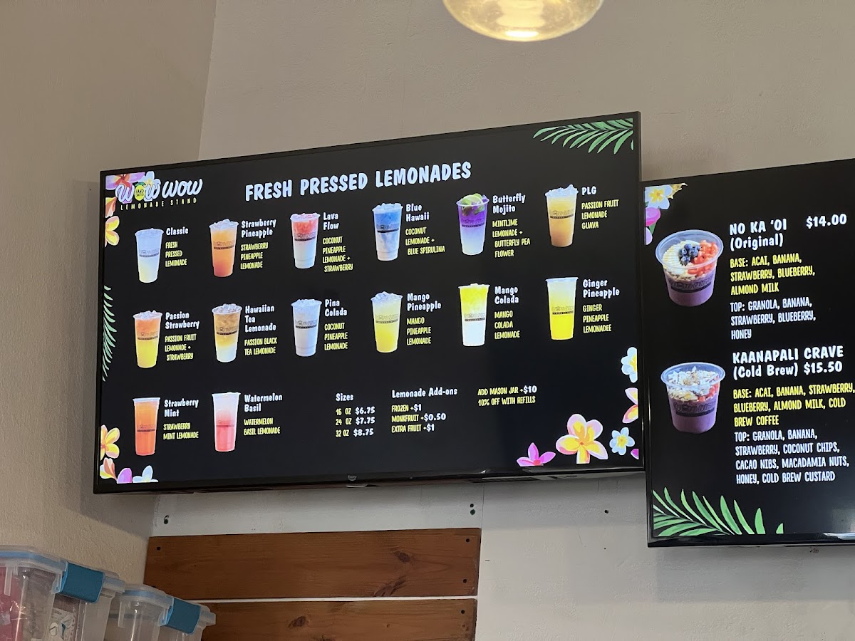 Menu Wow Wow Lemonade Maui-9