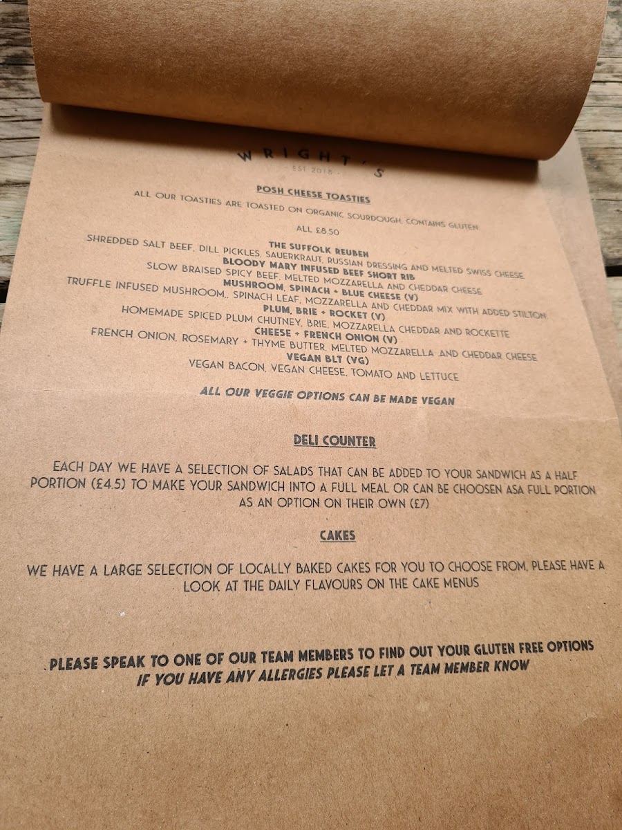 Menu Wright's-1