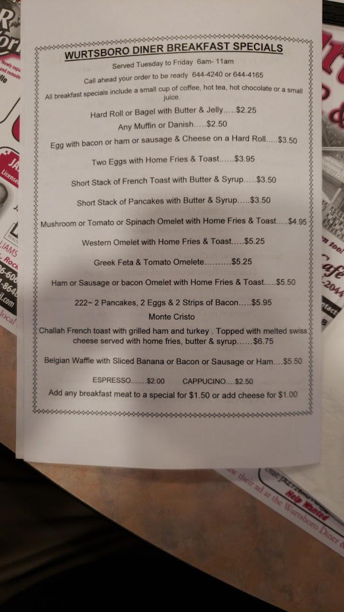 Menu Wurtsboro Diner And Cafe-3