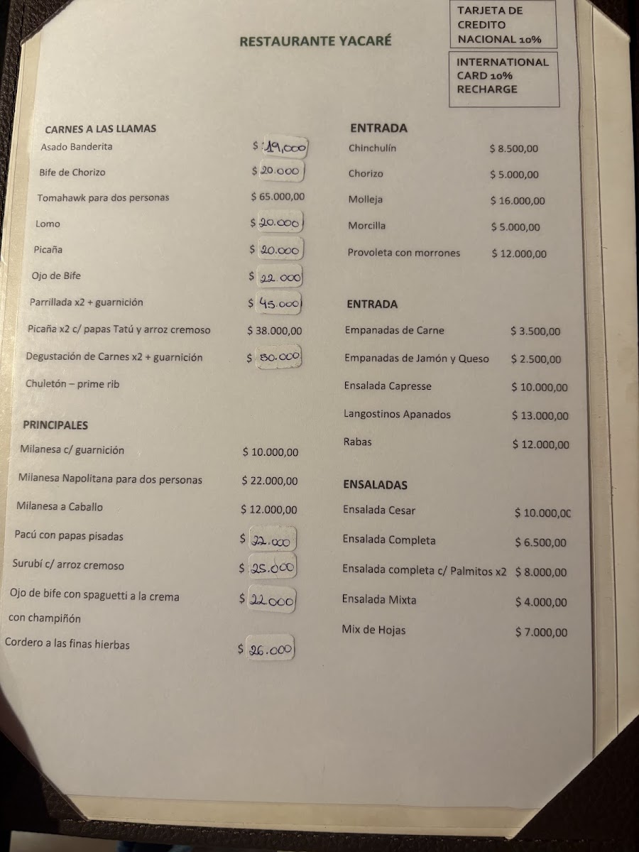 Menu Yacare-1