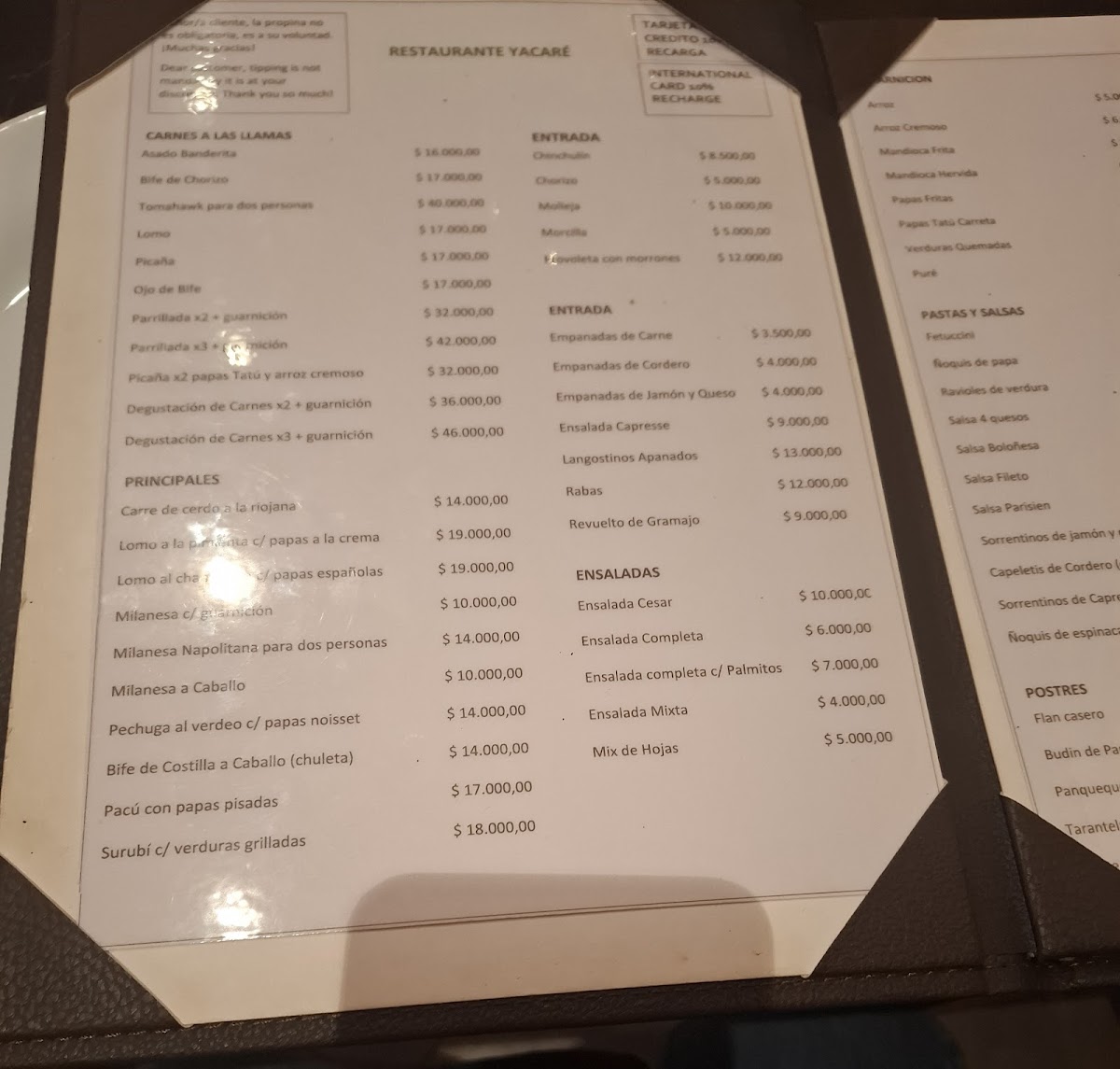 Menu Yacare-9