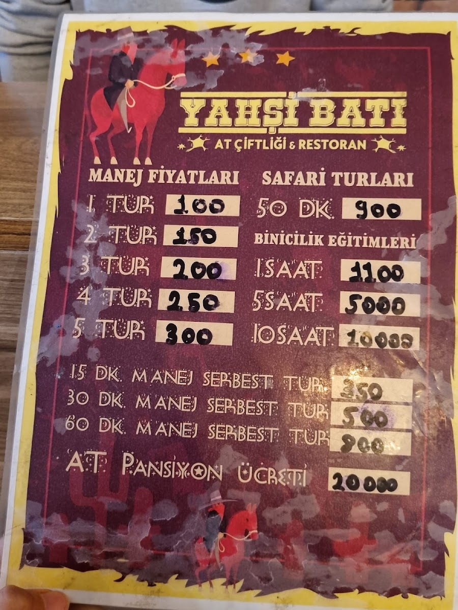 Menu Yahşi Batı At Çiftliği Ve Kır Düğün Salonu Niğde-3