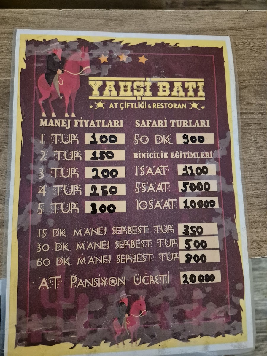 Menu Yahşi Batı At Çiftliği Ve Kır Düğün Salonu Niğde-4