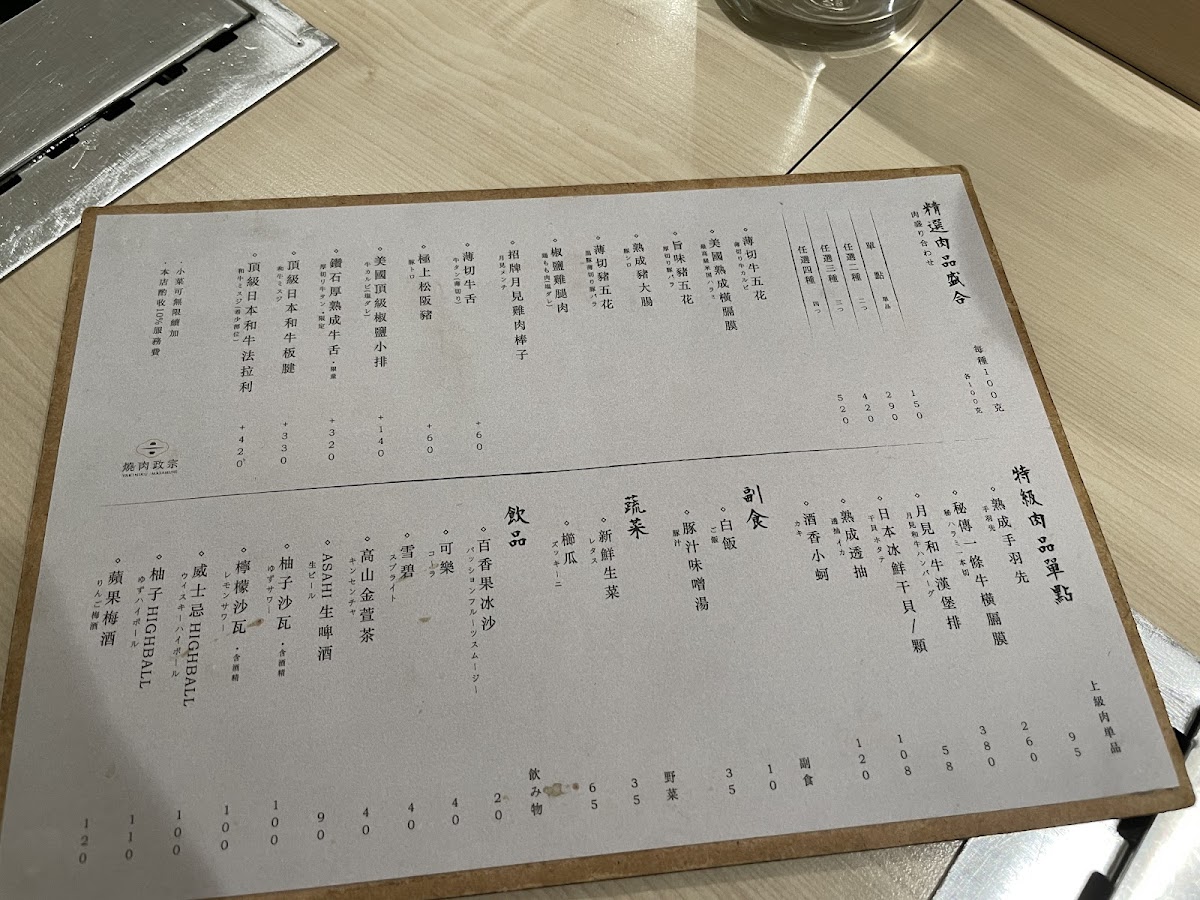 Menu Yakiniku Masamune Zhongxiao-5