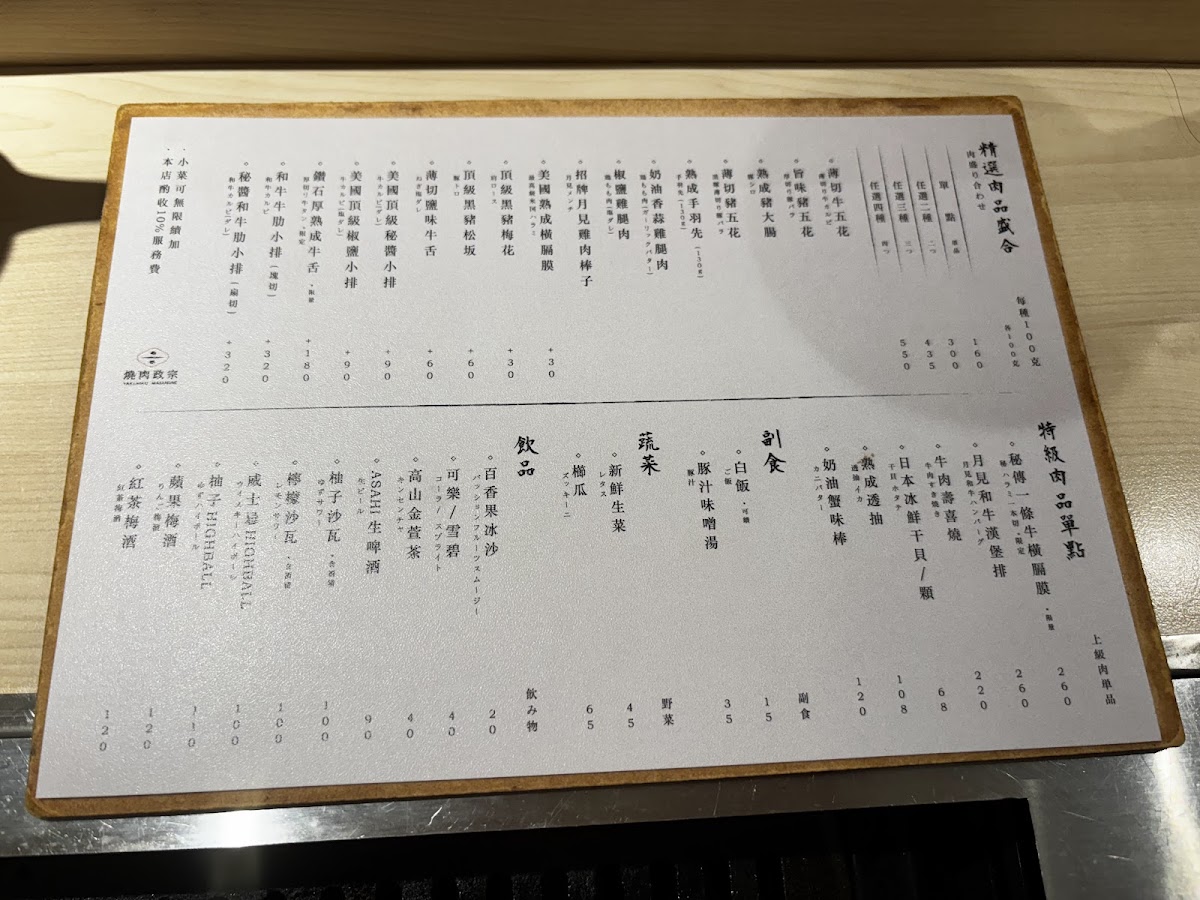 Menu Yakiniku Masamune Zhongxiao-6