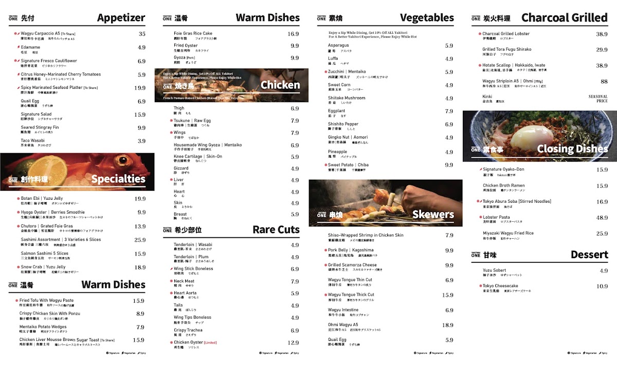 Menu Yakitori One 鳥萬-1