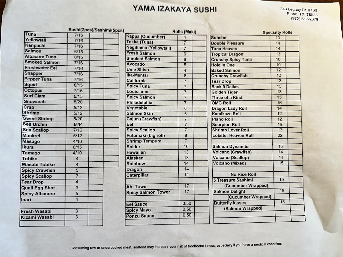 Menu Yama Izakaya & Sushi-2