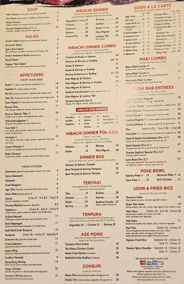 Menu Yamato Hibachi & Sushi Bar-1