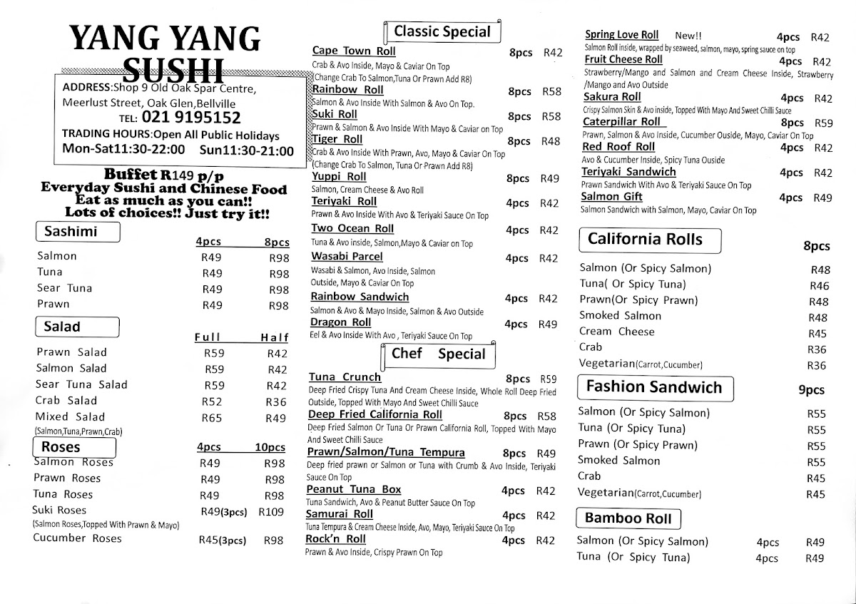 Menu Yang Yang Chinese Restaurant & Sushi Bar-5