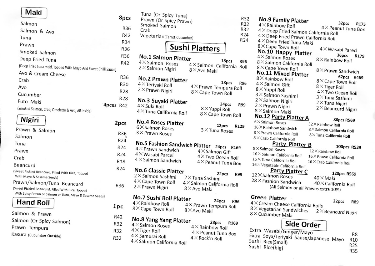 Menu Yang Yang Chinese Restaurant & Sushi Bar-7