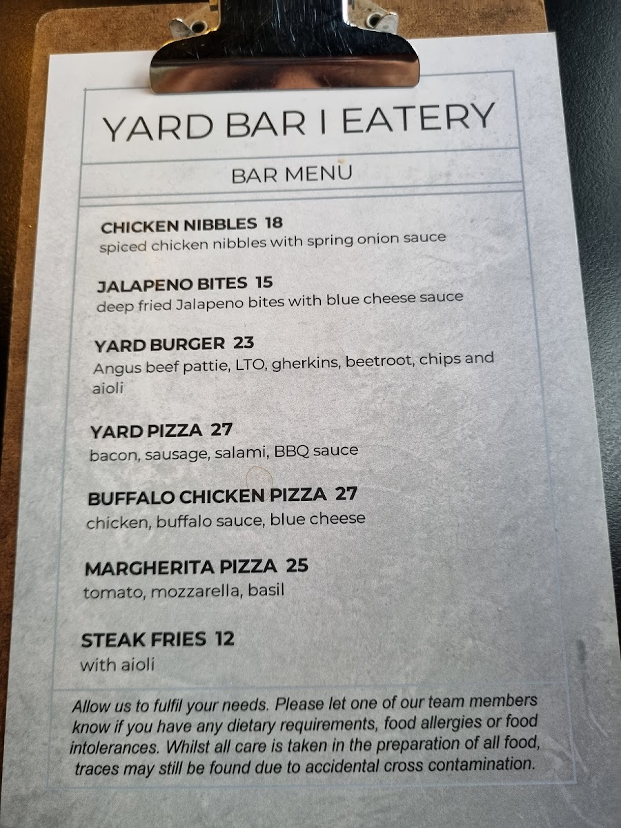 Menu Yard Bar & Eatery-1