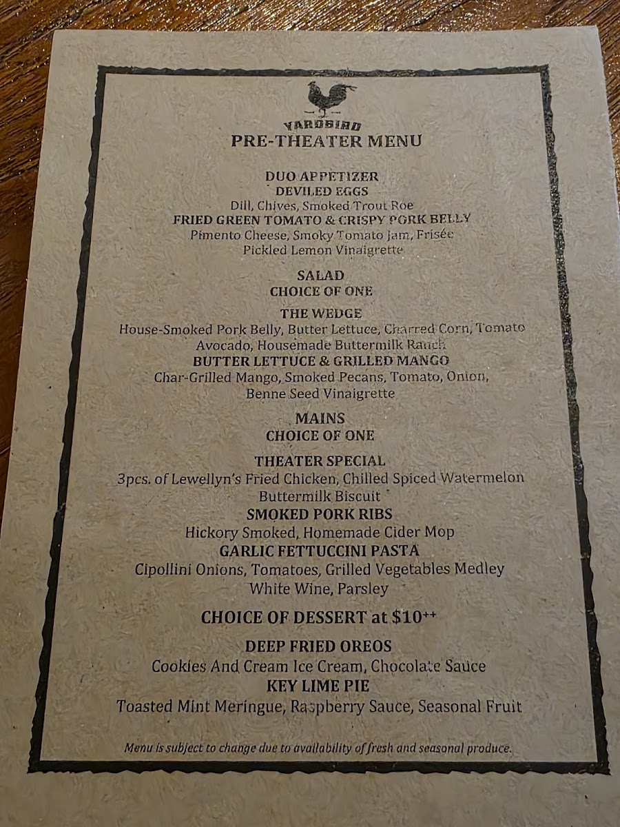 Menu Yardbird Southern Table And Bar-5