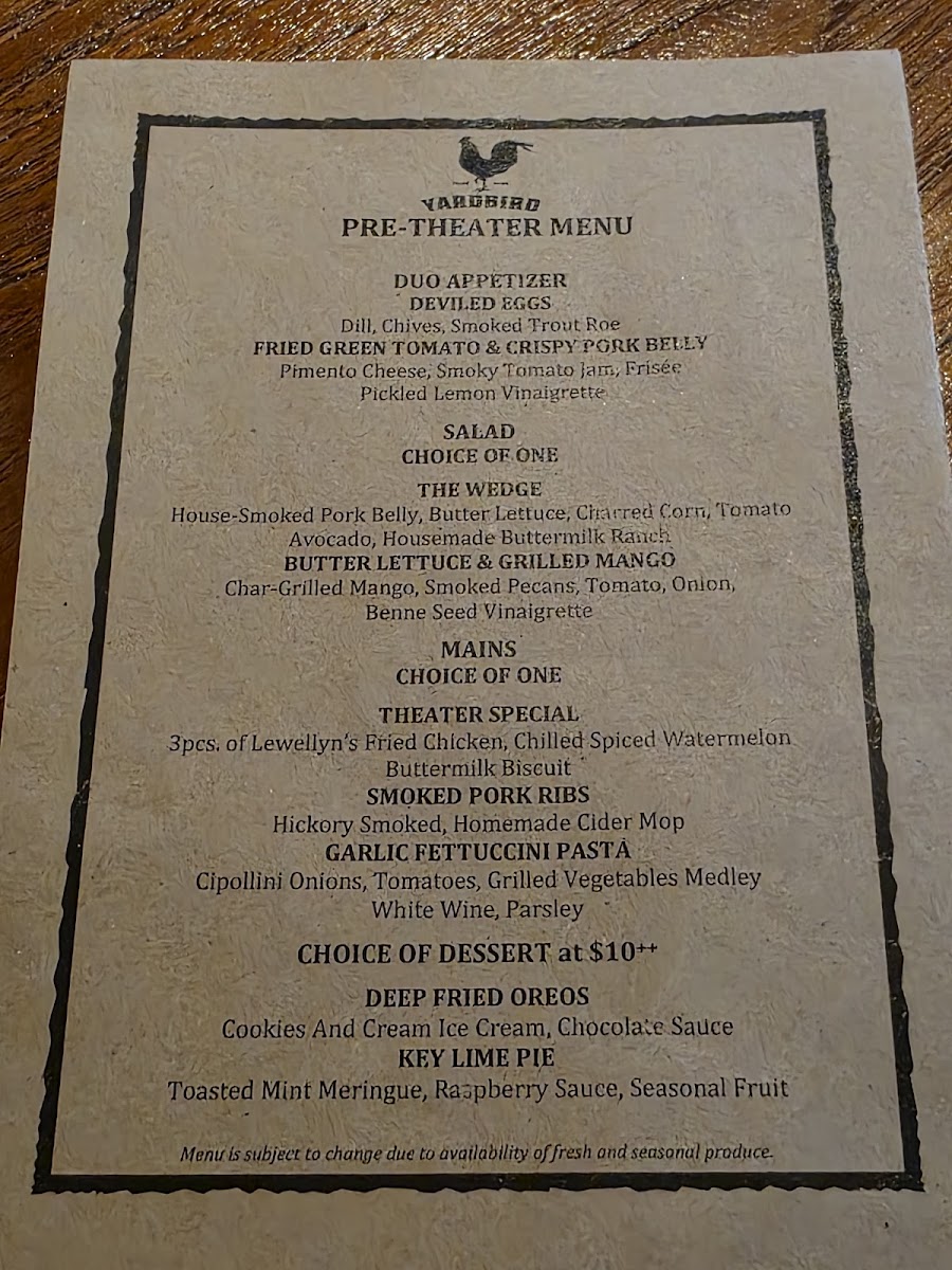 Menu Yardbird Southern Table And Bar-6