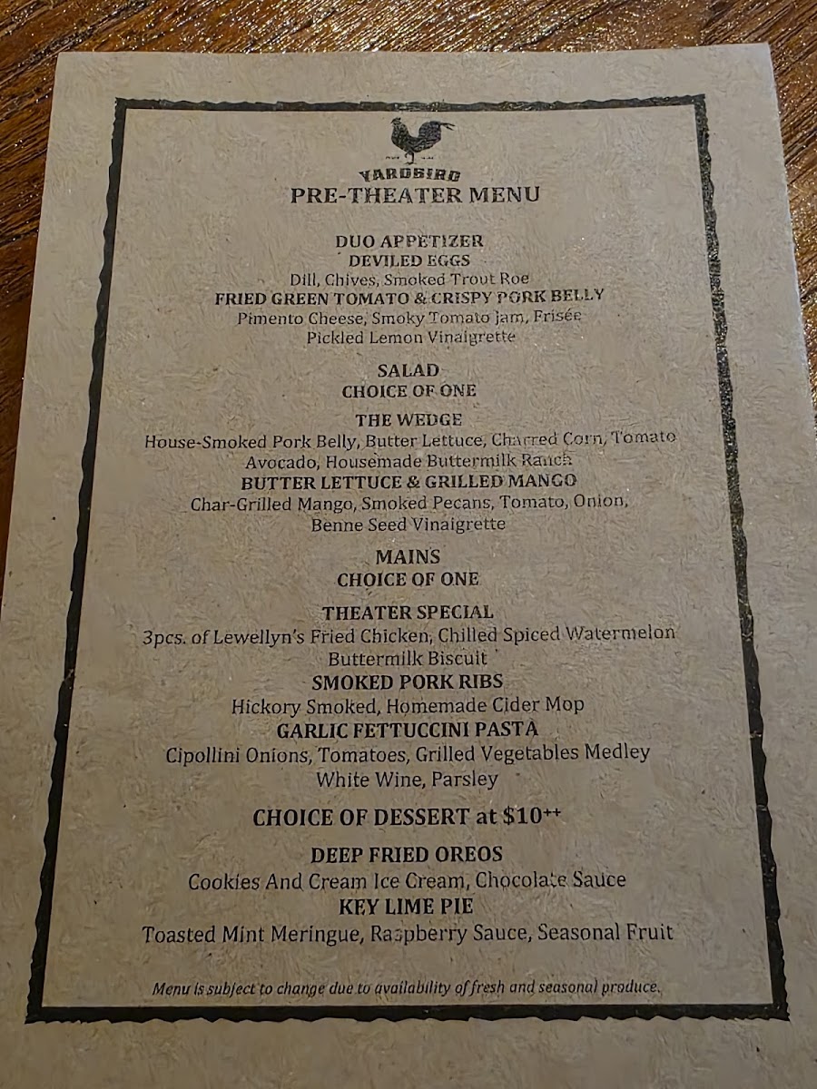 Menu Yardbird Southern Table And Bar-7