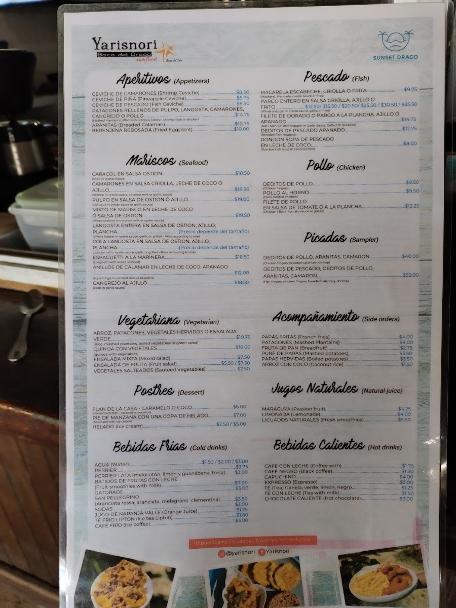 Menu Yarisnori Bocas Del Toro-1