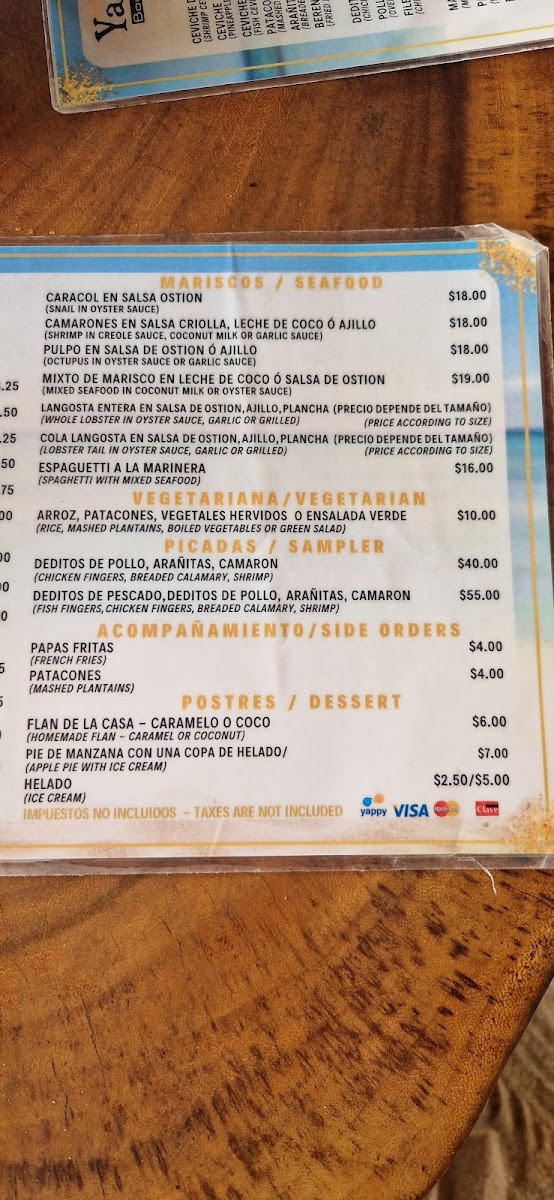 Menu Yarisnori Bocas Del Toro-10
