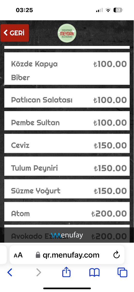 Menu Yarıkpınar Meydan Restaurant-9
