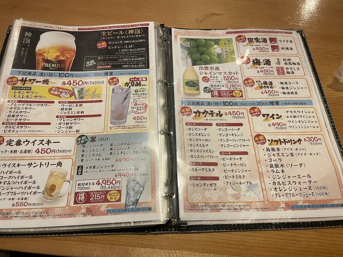 Menu Yataizushi Abikocho-8