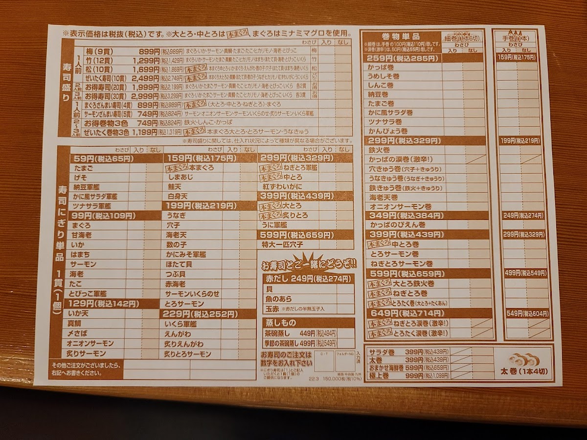 Menu Yataizushi Ohashiekinishiguchicho-9
