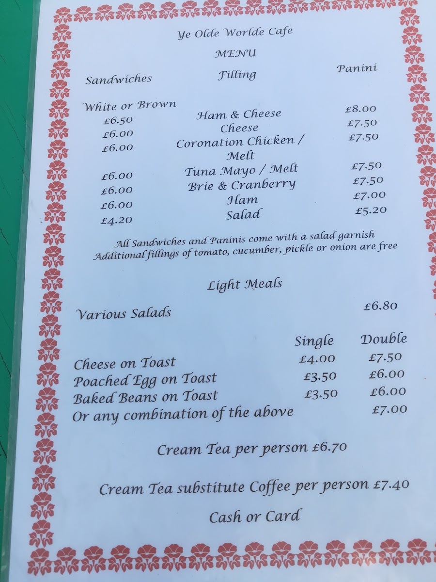 Menu Ye Olde Worlde Cafe-1