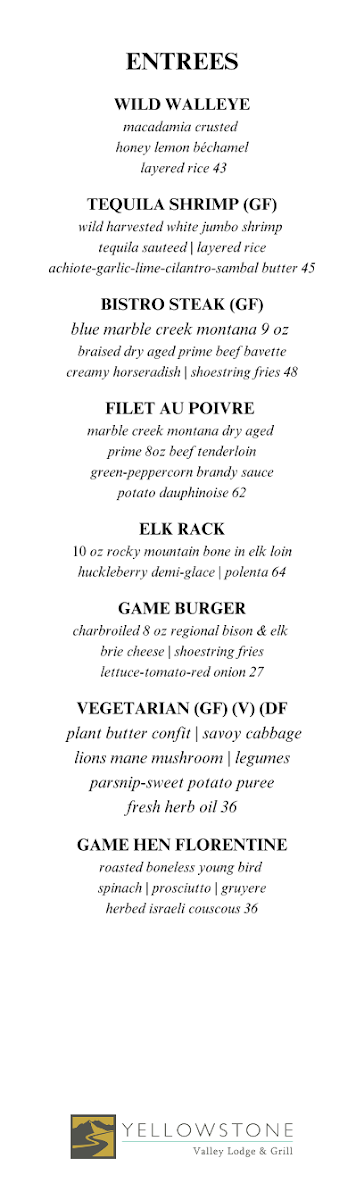 Menu Yellowstone Valley Grill-1