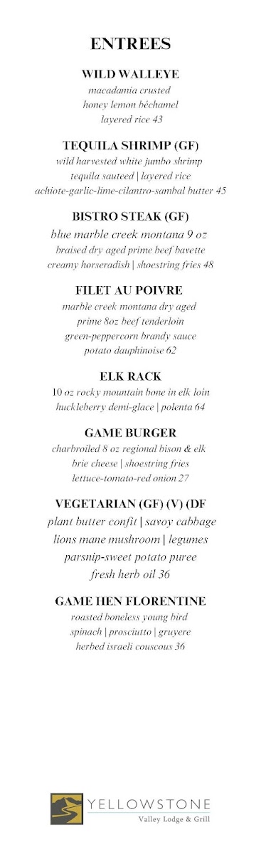 Menu Yellowstone Valley Grill-2