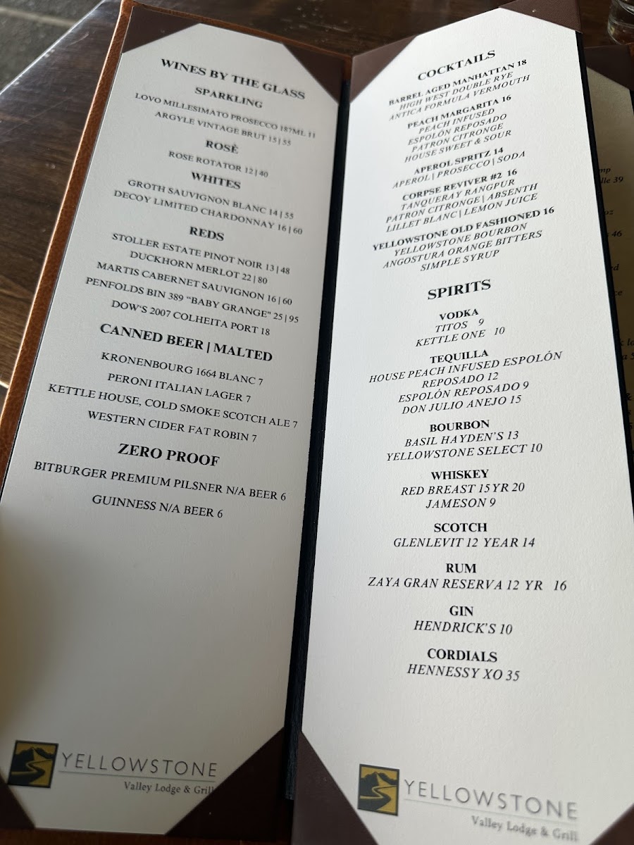 Menu Yellowstone Valley Grill-6
