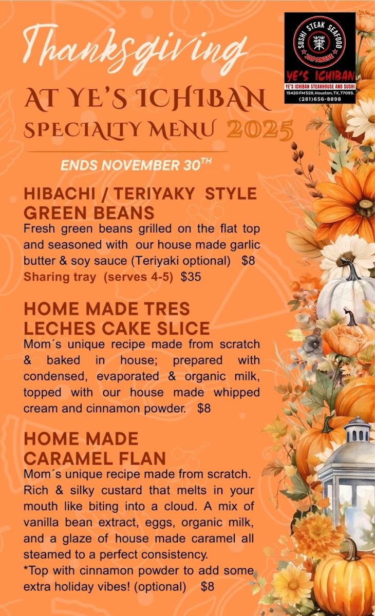 Menu Ye's Ichiban Steakhouse And Sushi-3