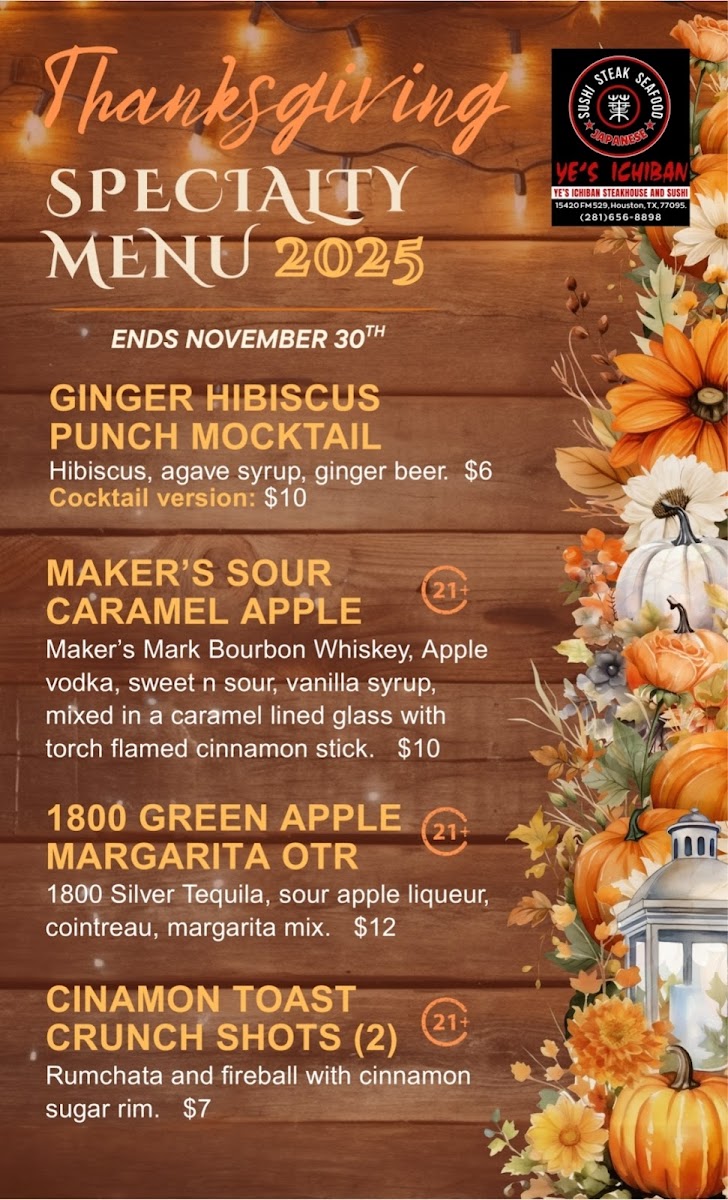 Menu Ye's Ichiban Steakhouse And Sushi-5