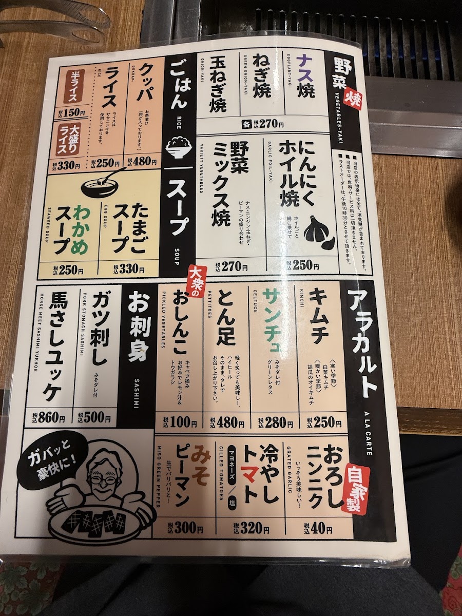 Menu Yokohama Local Yakiniku − Shinkoyasu Station Front-9
