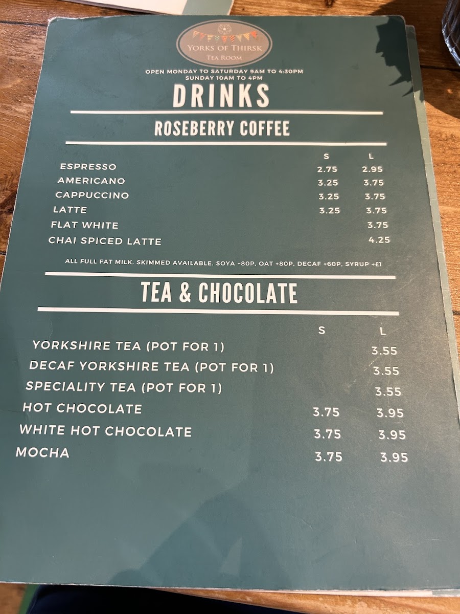 Menu Yorks Of Thirsk-4