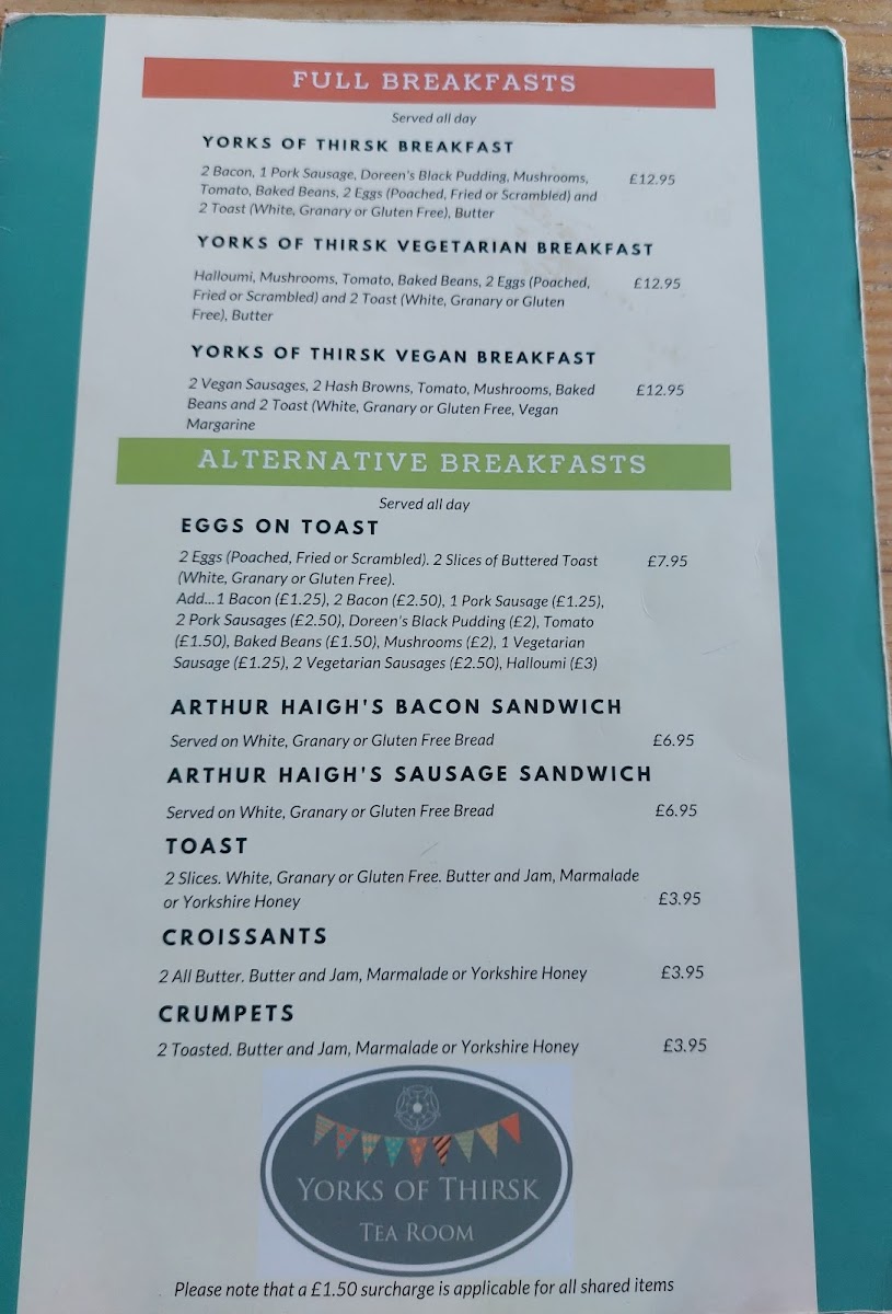 Menu Yorks Of Thirsk-7
