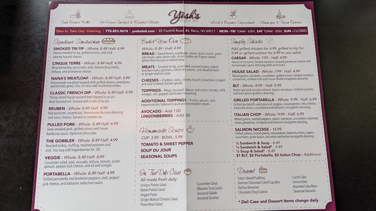 Menu Yosh's Unique Deli-2