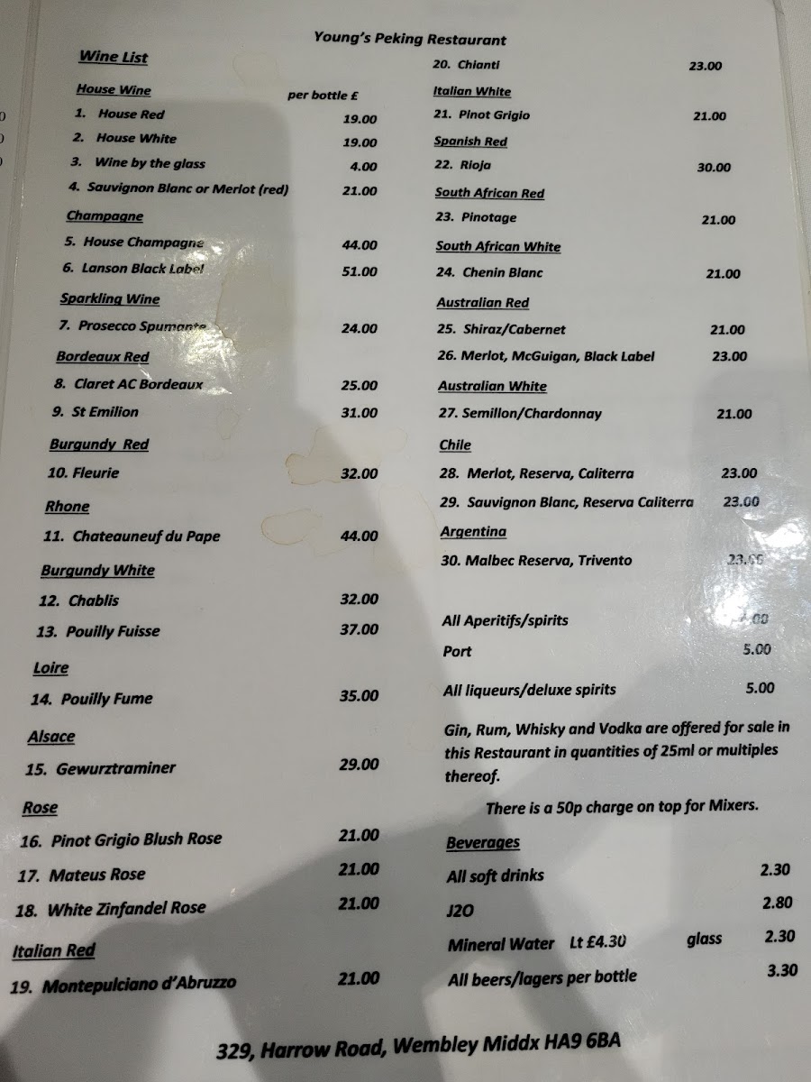Menu Young's Peking Restaurant-1