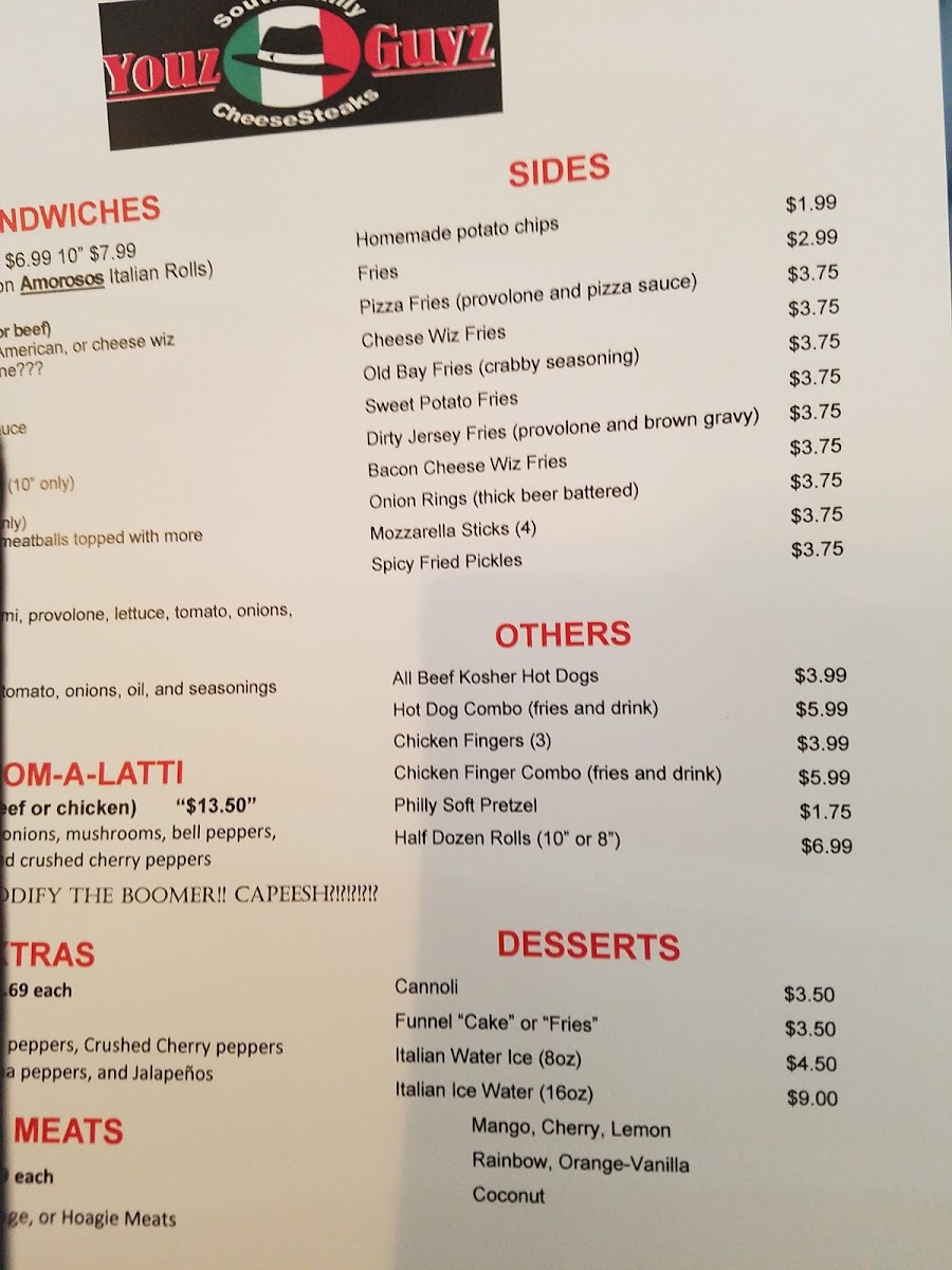 Menu Youz Guyz South Philly Cheesesteaks-10