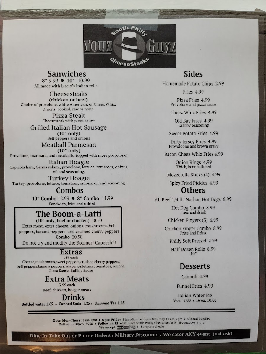 Menu Youz Guyz South Philly Cheesesteaks-4