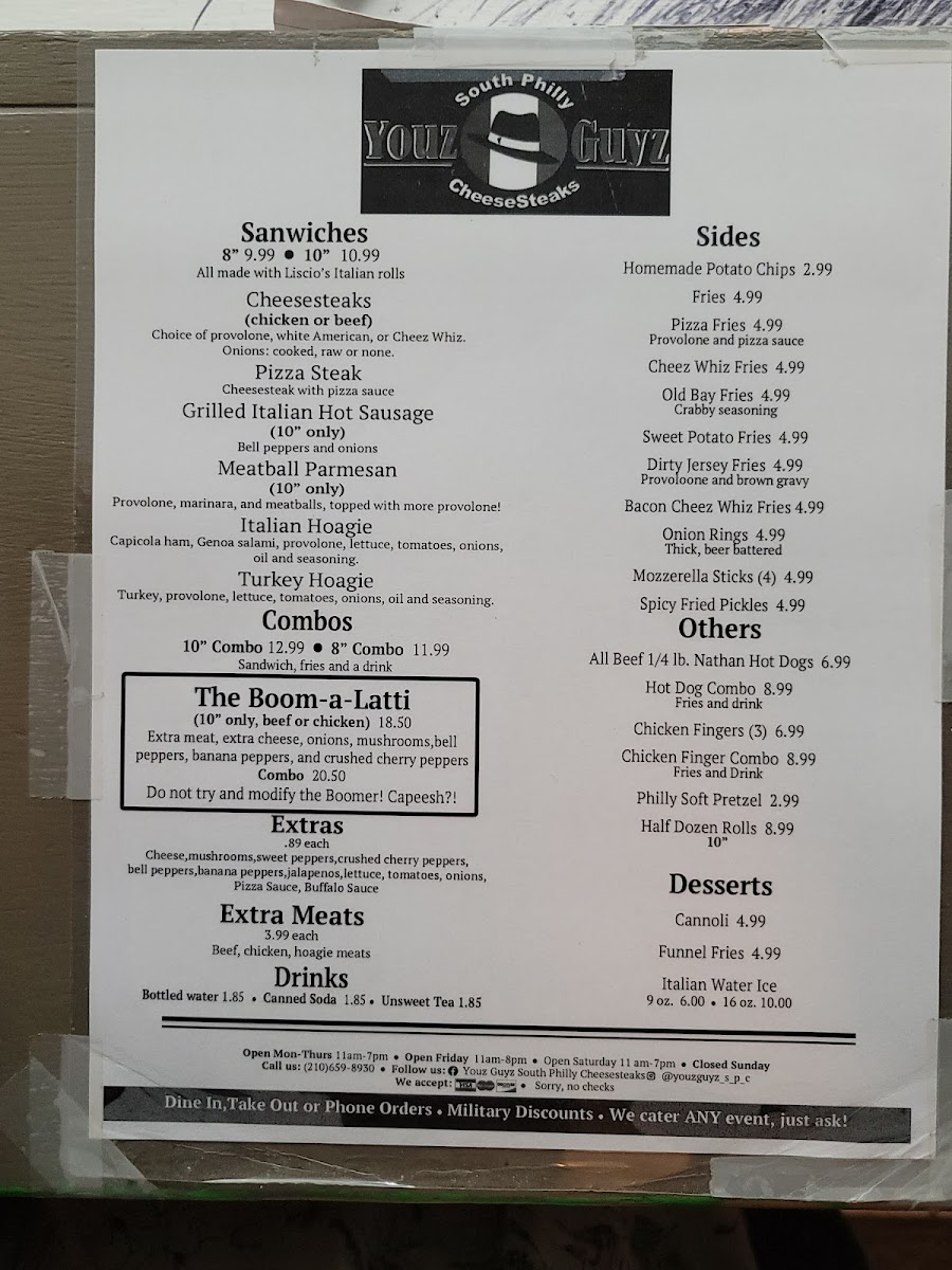 Menu Youz Guyz South Philly Cheesesteaks-5